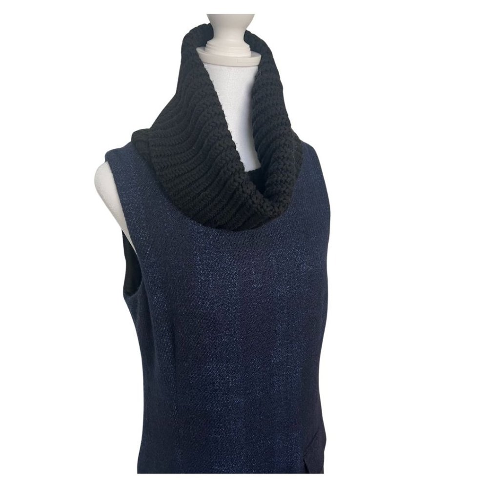 Theory - Navy Sleeveless Turtleneck Wool Shift Dress, Size 8